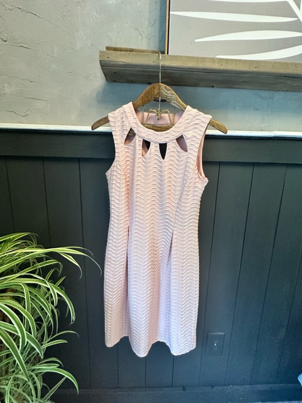 Enfocus Studio‎ Light Pink Cut out Textured Pleated Geometric Dress size 8